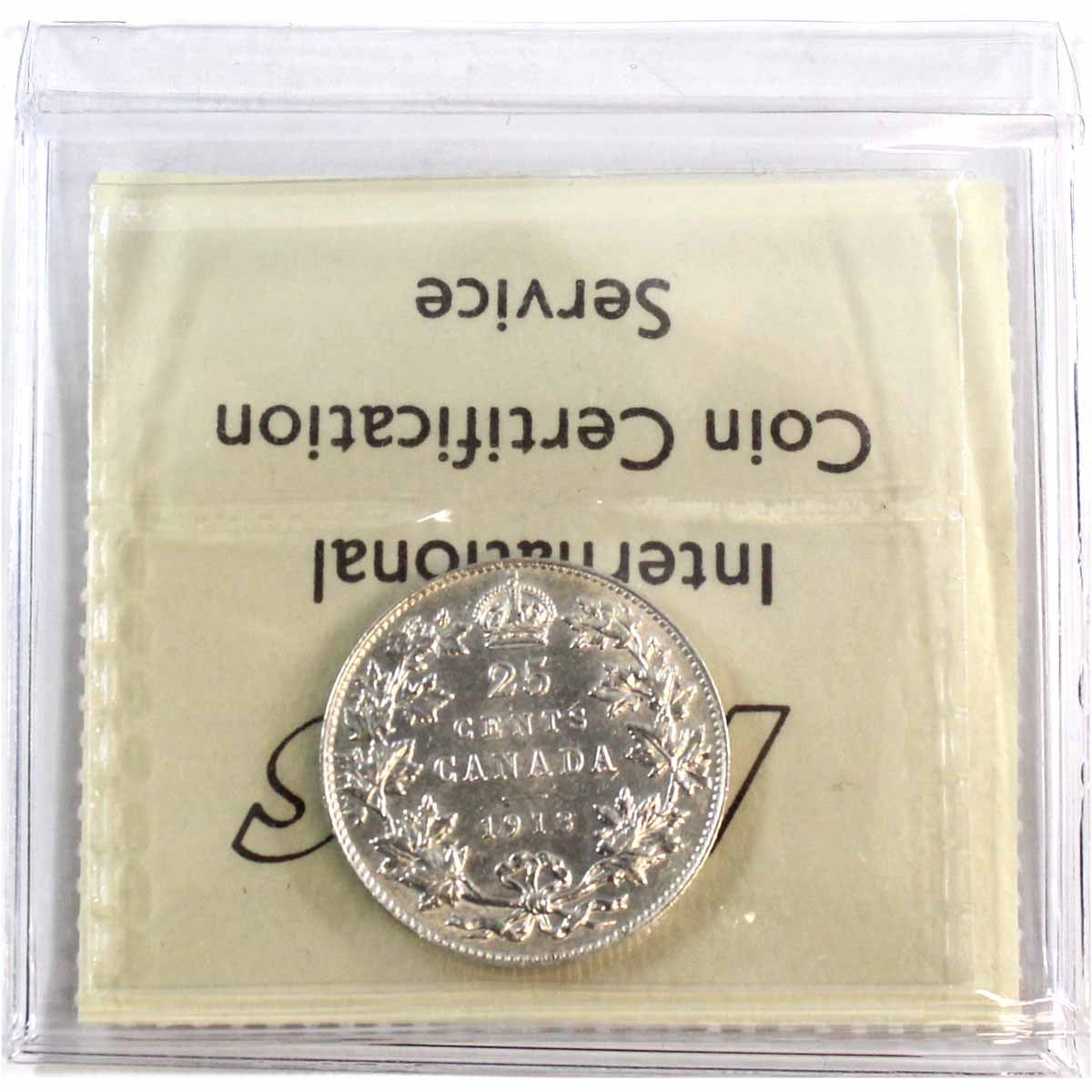 1913 Canada 25-cents ICCS Certified AU50