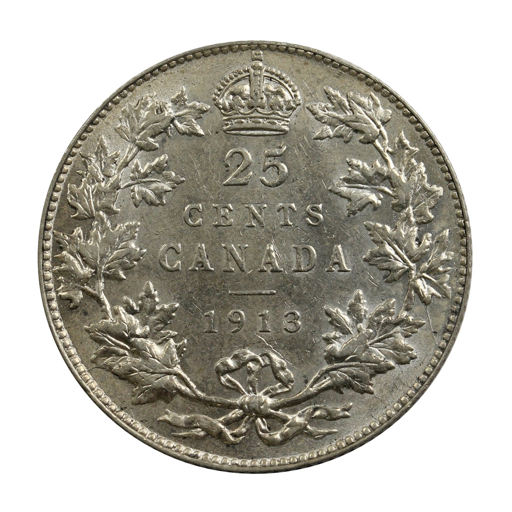 1913 Canada 25-cents EF-AU (EF45) $