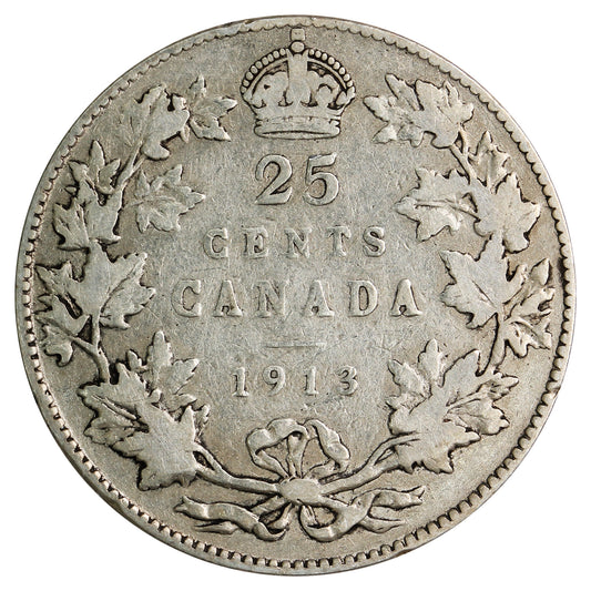 1913 Canada 25-cents Very Good (VG8)