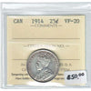 1914 Canada 25-cents ICCS Certified VF20