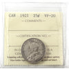 1921 Canada 25-cents ICCS Certified VF20