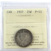 1927 Canada 25-cents ICCS Certified F12