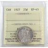 1927 Canada 25-cents ICCS Certified EF45