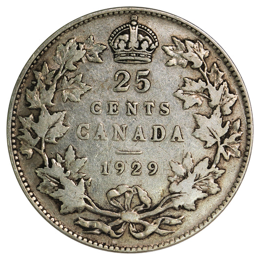 1929 Canada 25-cents Fine (F12)