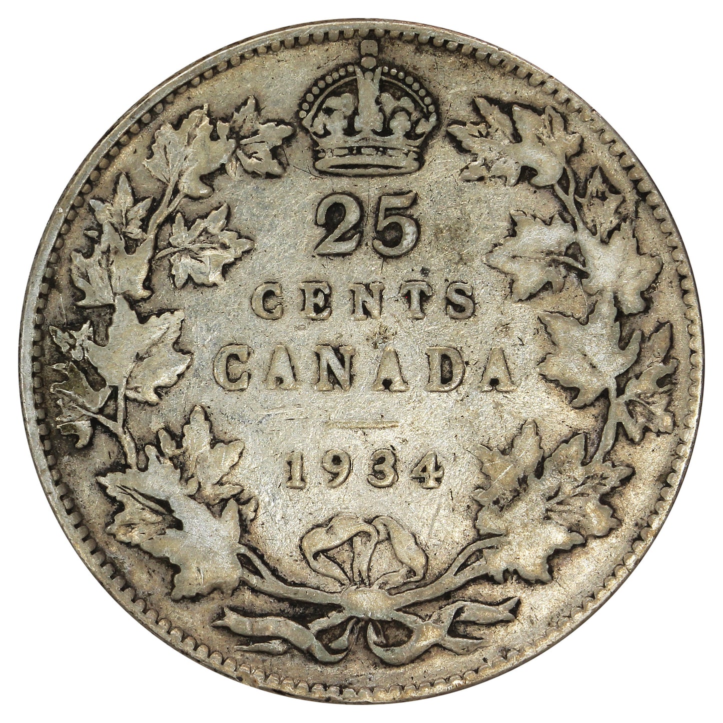 1934 Canada 25-cents G-VG (G6)