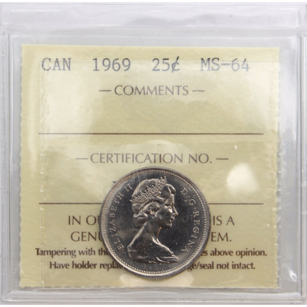1969 Canada 25-cents ICCS Certified MS64