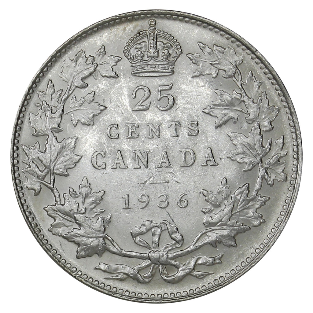 1936 Bar Canada 25-cents EF-AU (EF45) $