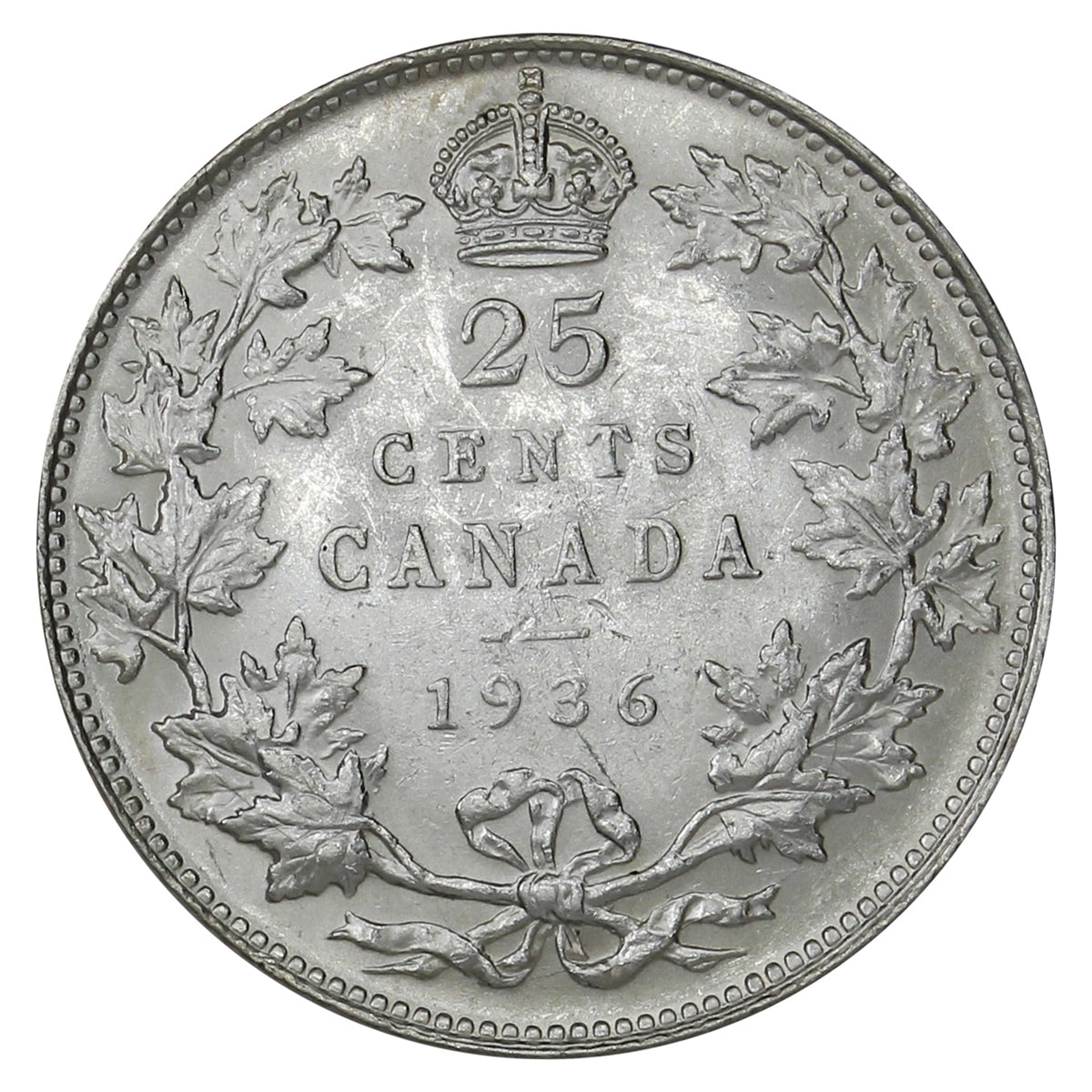 1936 Bar Canada 25-cents EF-AU (EF45) $