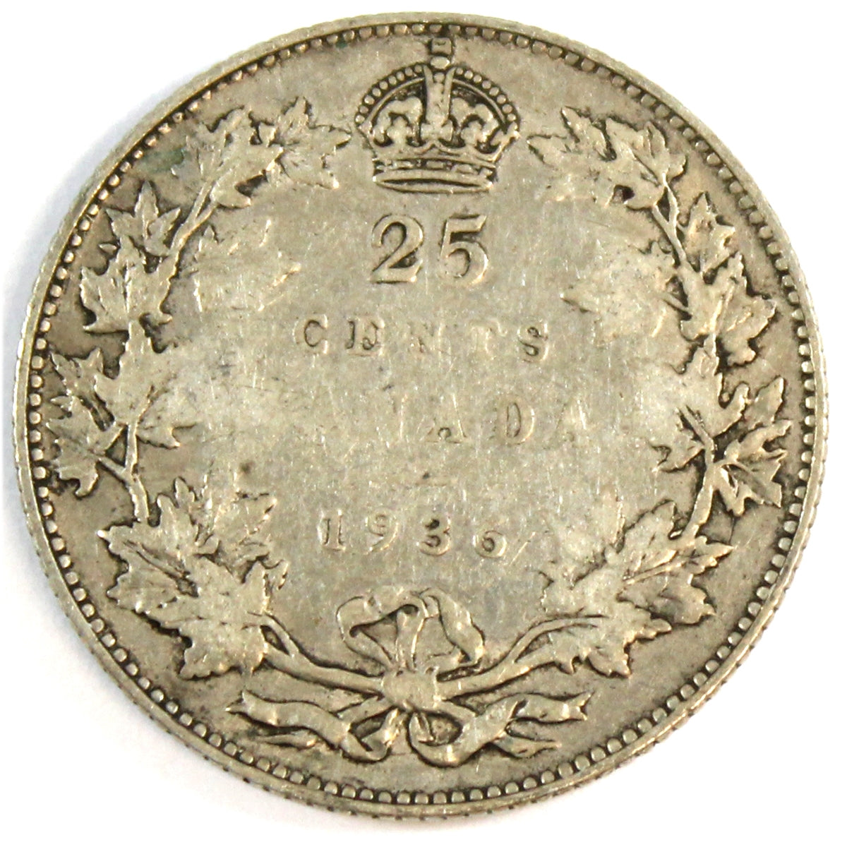 1936 Bar Canada 25-cents Fine (F12)