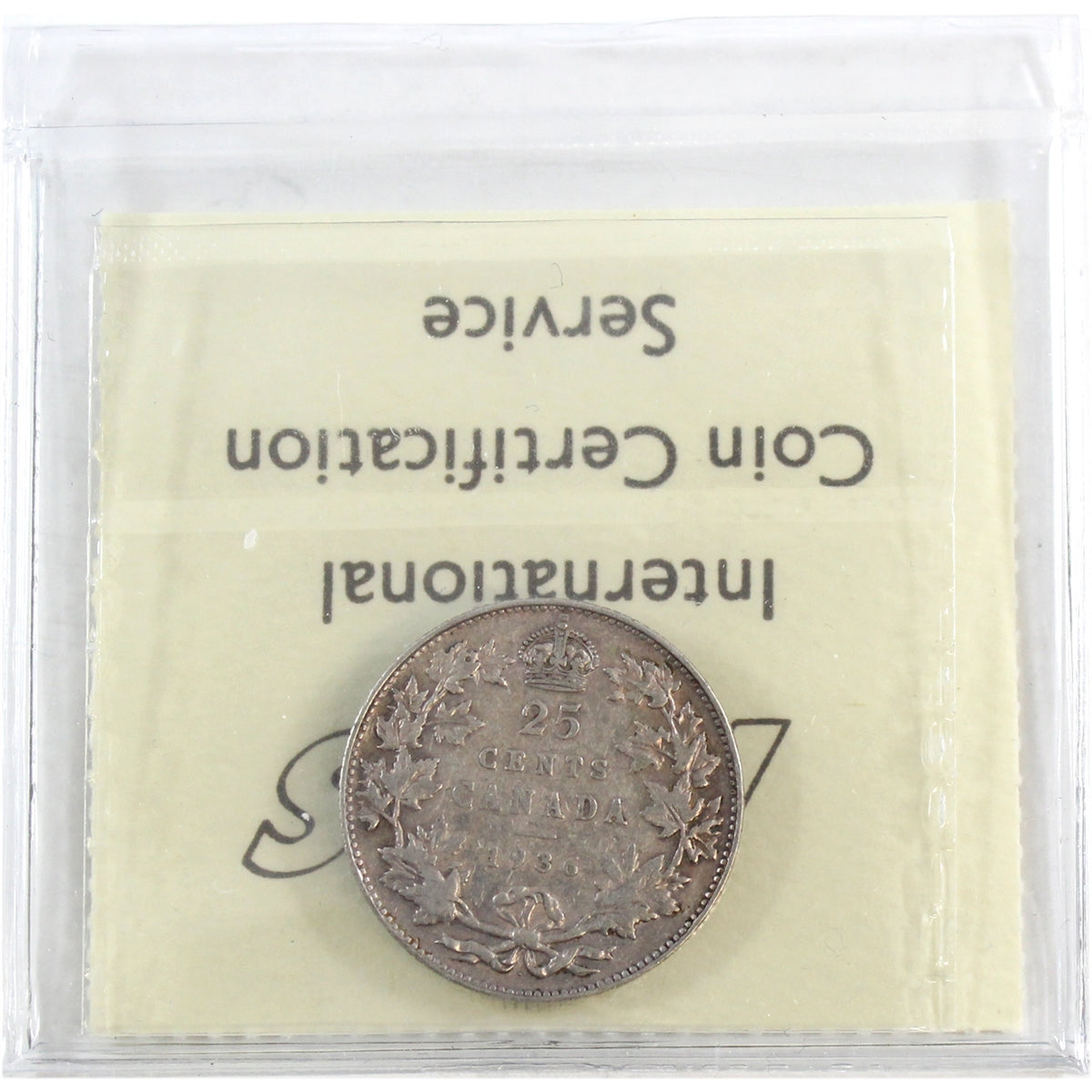 1936 Dot Canada 25-cents ICCS Certified VF20