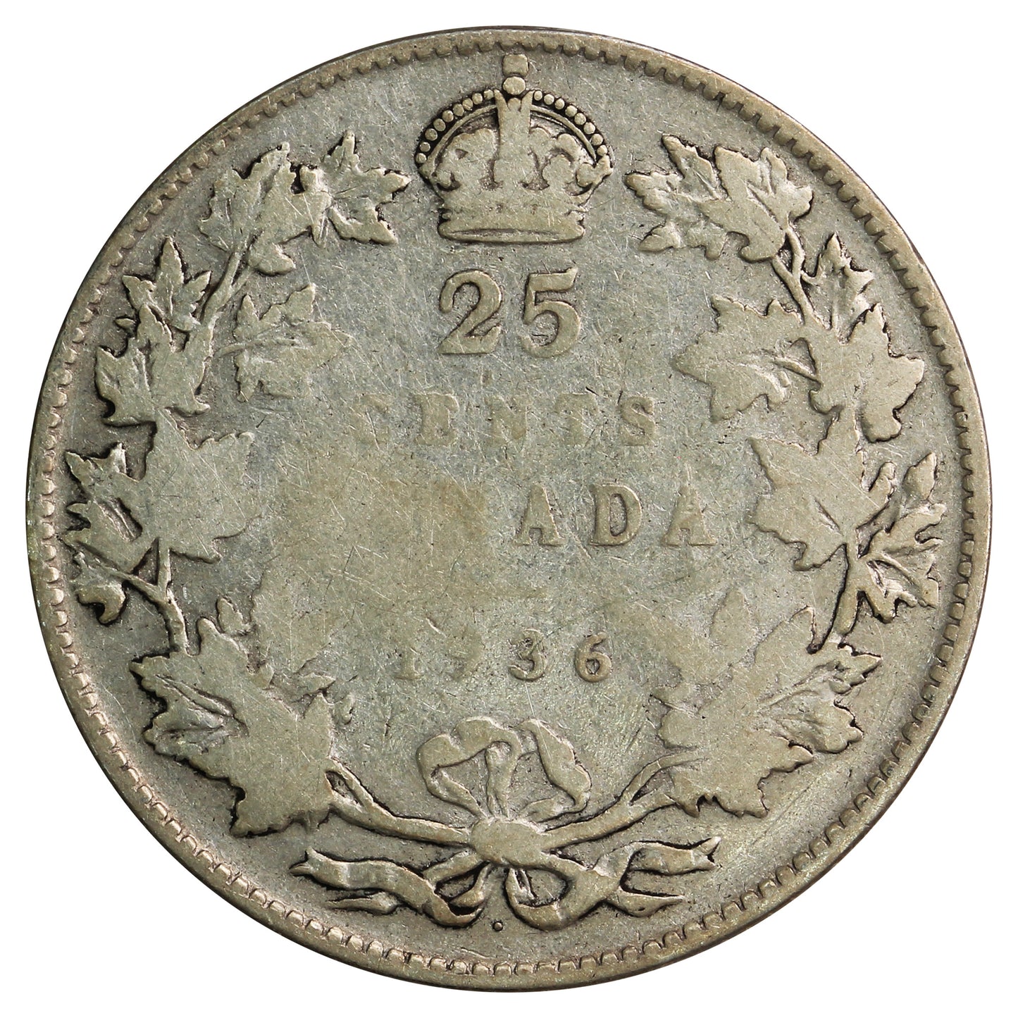 1936 Dot Canada 25-cents G-VG (G6)