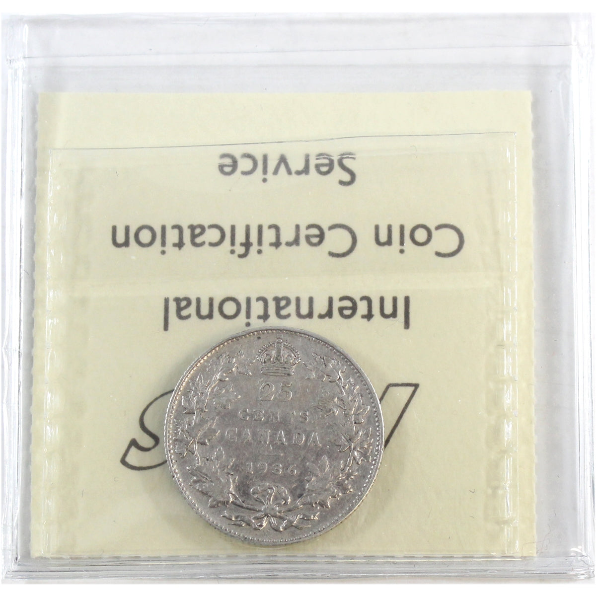 1936 Dot Canada 25-cents ICCS Certified F15