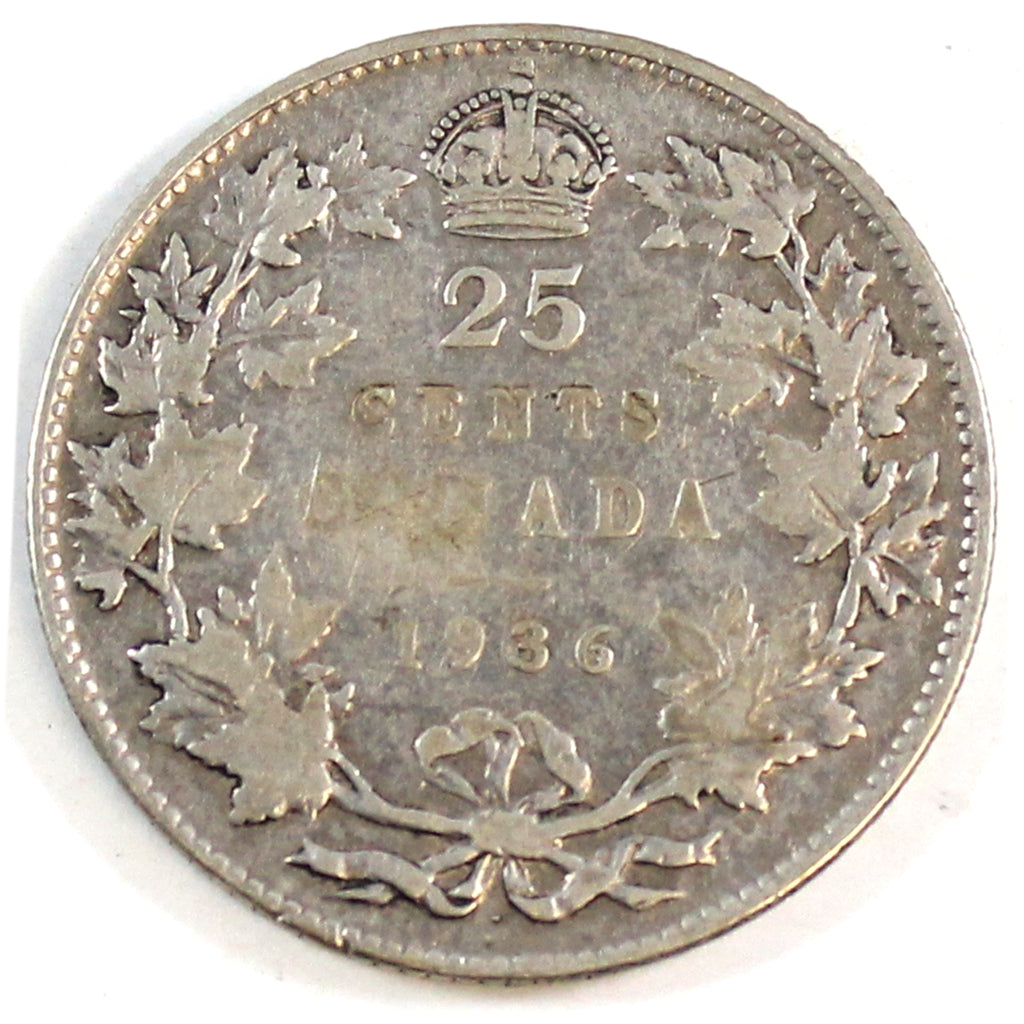 1936 Dot Canada 25-cents VG-F (VG10) $