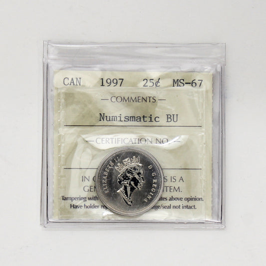 1997 Canada 25-cents ICCS Certified MS67 Numismatic BU