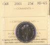 2001 Canada 25-cents ICCS Certified MS65