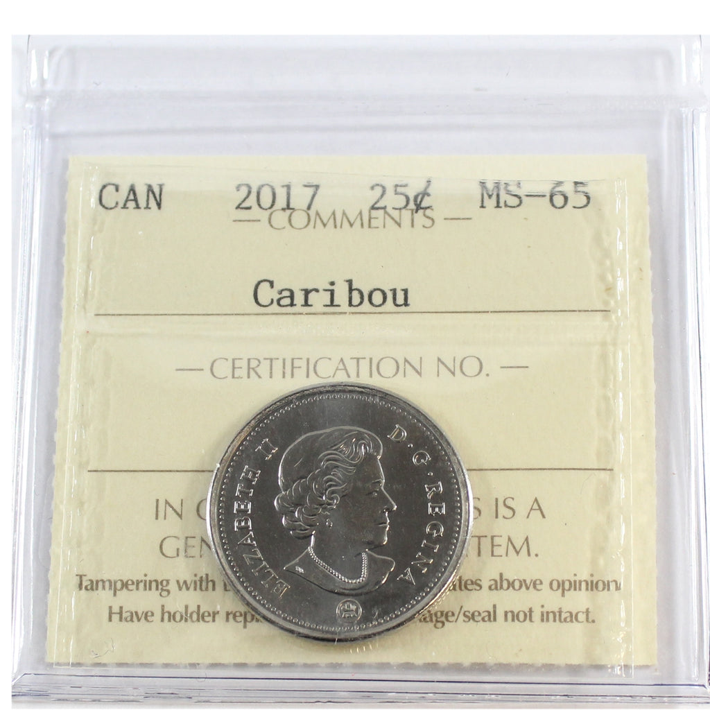 2017 Caribou Canada 25-cents ICCS Certified MS65