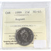 1999 August Canada 25-cents ICCS Certified MS65