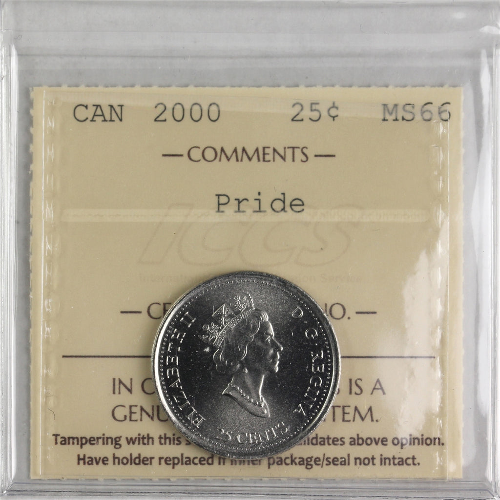 2000 Pride Canada 25-cents ICCS Certified MS66