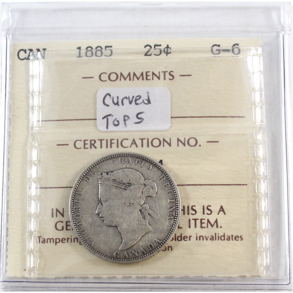 1885 Curved Top 5 Canada 25-cents ICCS Certified G6