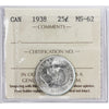 1938 Canada 25-cents ICCS Certified MS62