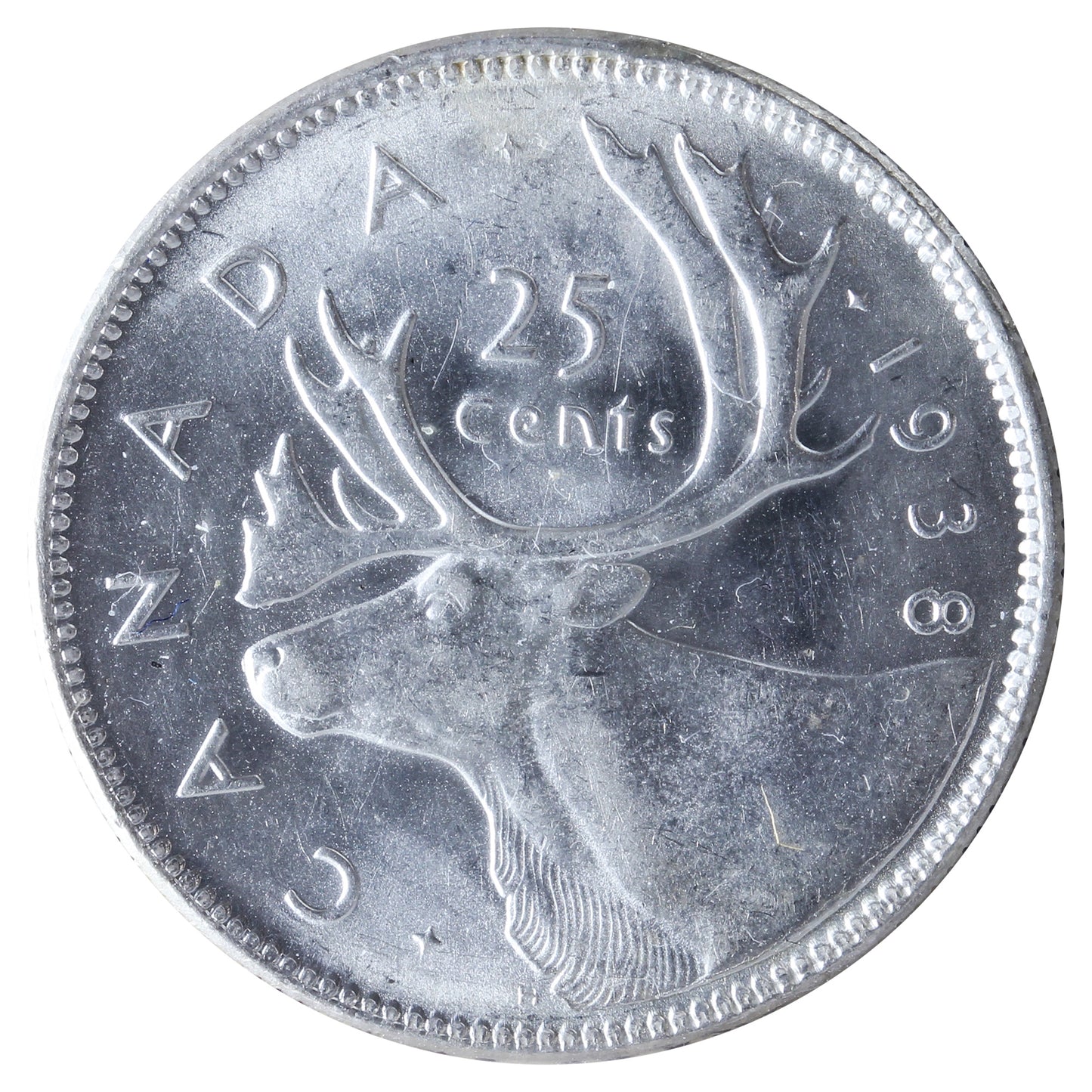 1938 Canada 25-cents ICCS Certified MS64 (XXR 611)