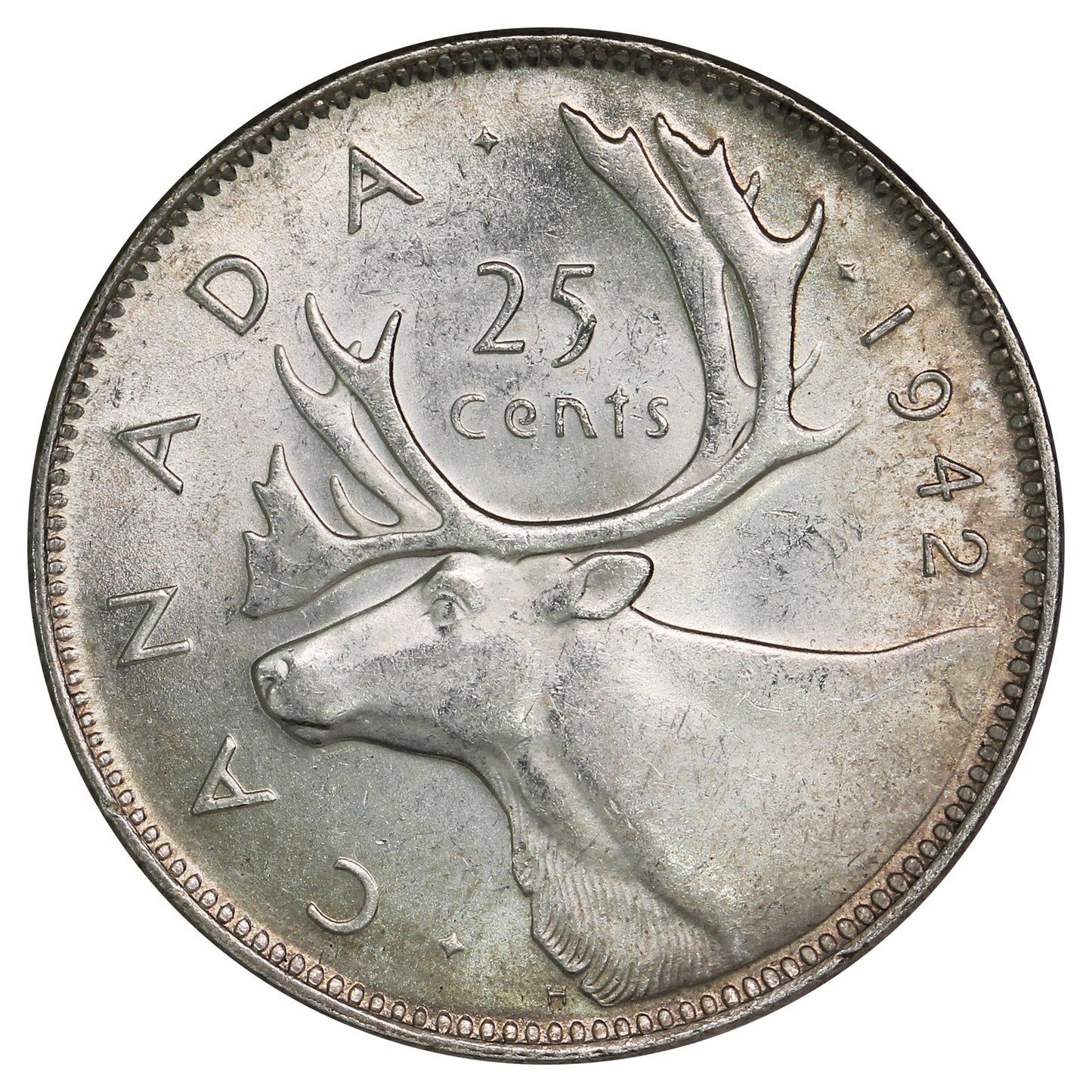 1942 Canada 25-cents UNC+ (MS62)