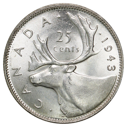 1943 Canada 25-cents Brilliant Uncirculated (MS63)