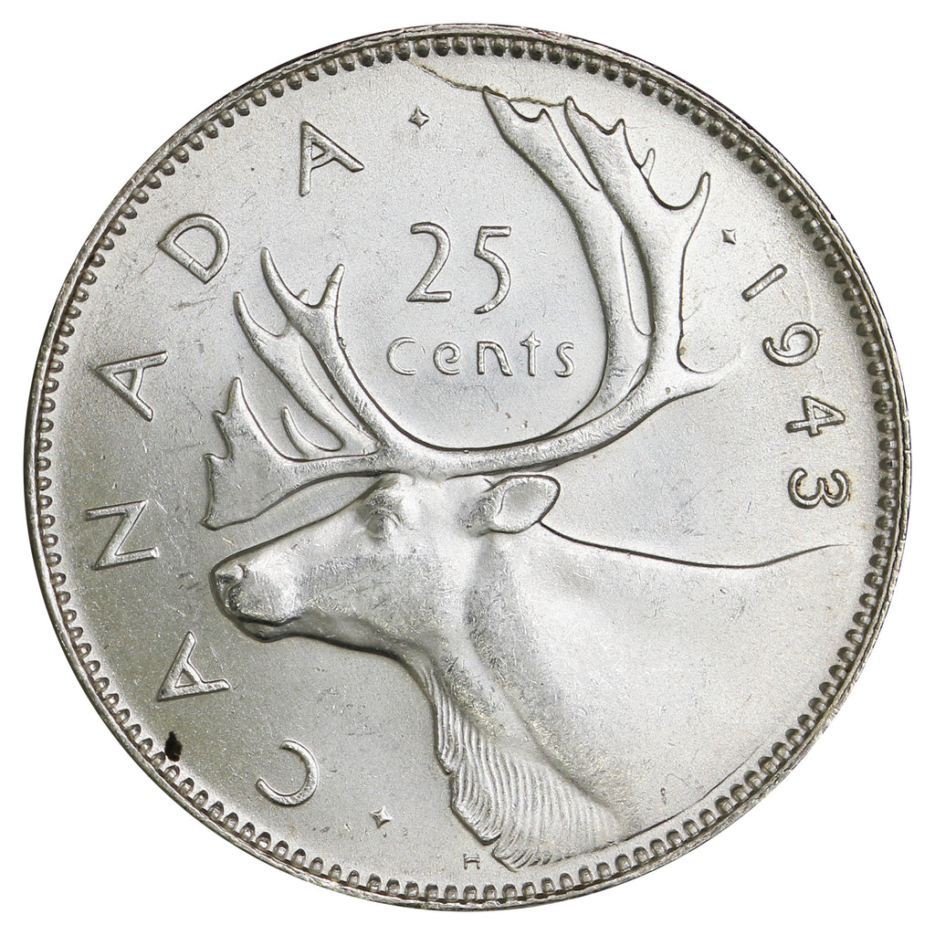 1943 Canada 25-cents Choice Brilliant Uncirculated (MS64) $