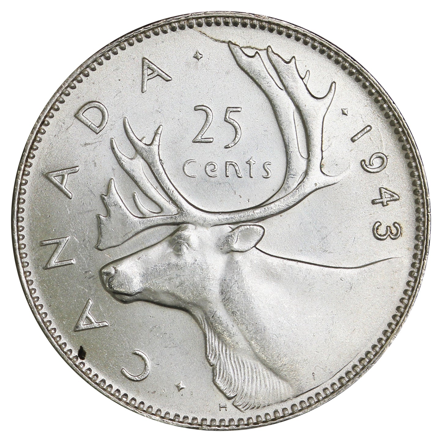 1943 Canada 25-cents Choice Brilliant Uncirculated (MS64) $