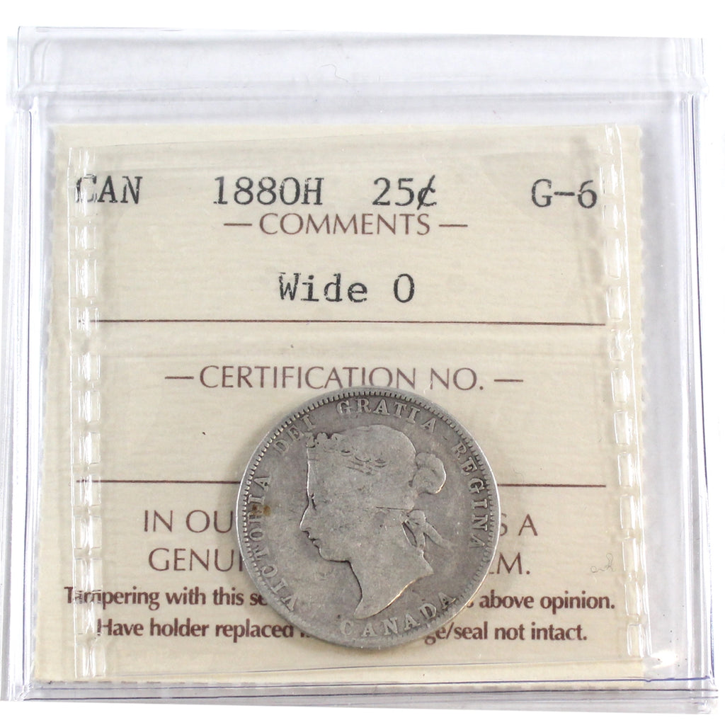 1880H Wide 0 Canada 25-cents ICCS Certified G6
