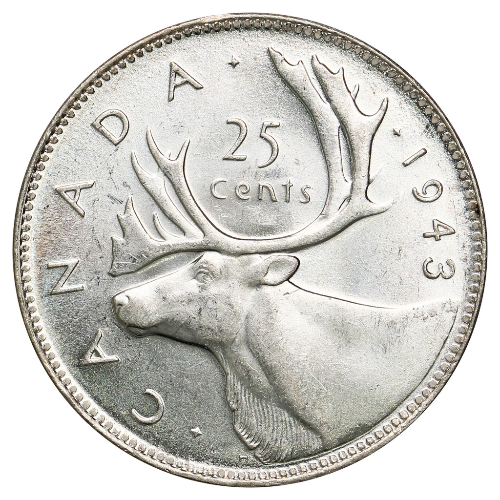 1943 Canada 25-cents UNC+ (MS62)