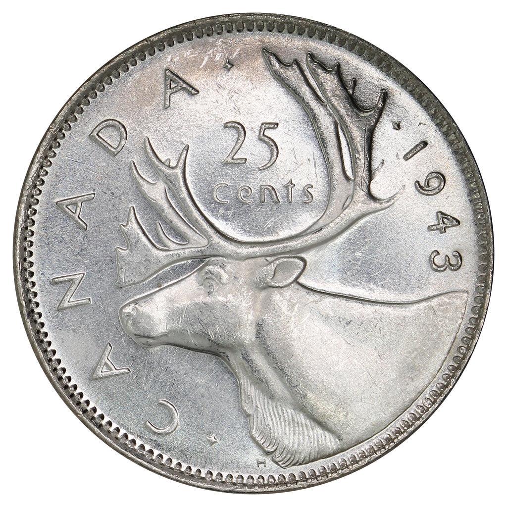 1943 Canada 25-cents Uncirculated (MS60)