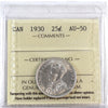1930 Canada 25-cents ICCS Certified AU50