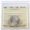1916 Canada 25-cents ICCS Certified EF45