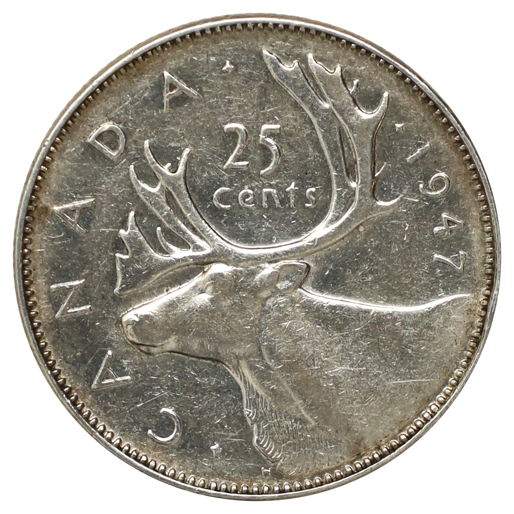 1947 Dot Canada 25-cents Extra Fine (EF40) $