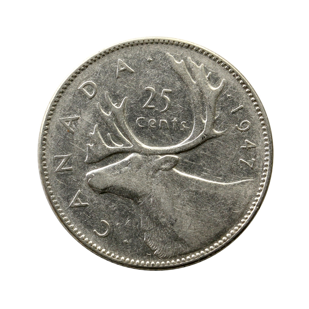 1947 Dot Canada 25-cents Very Fine (VF20) $