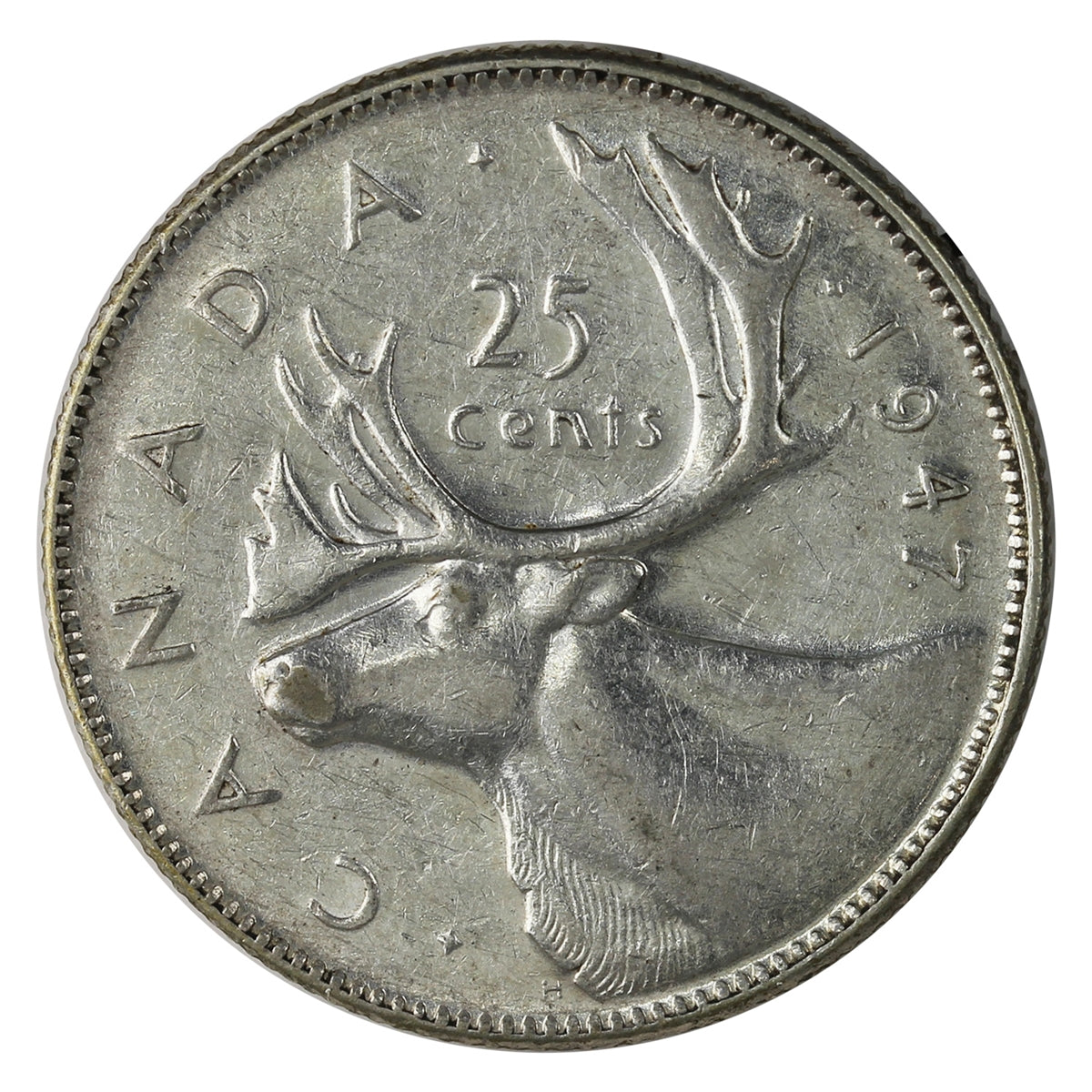 1947 Dot Canada 25-cents VF-EF (VF30) $