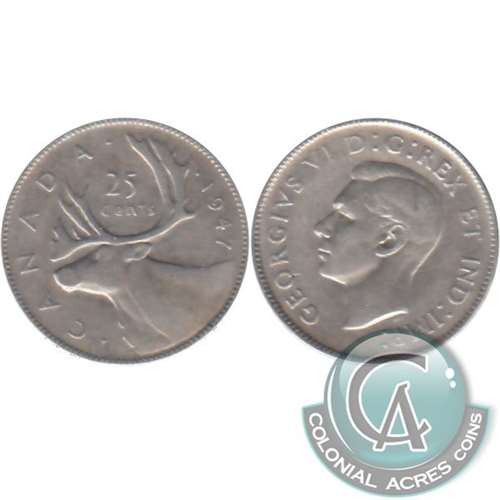 1947 Dot Canada 25-cents VG-F (VG10) $