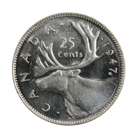 1947 Maple Leaf Canada 25-cents Choice Brilliant Uncirculated (MS64) $