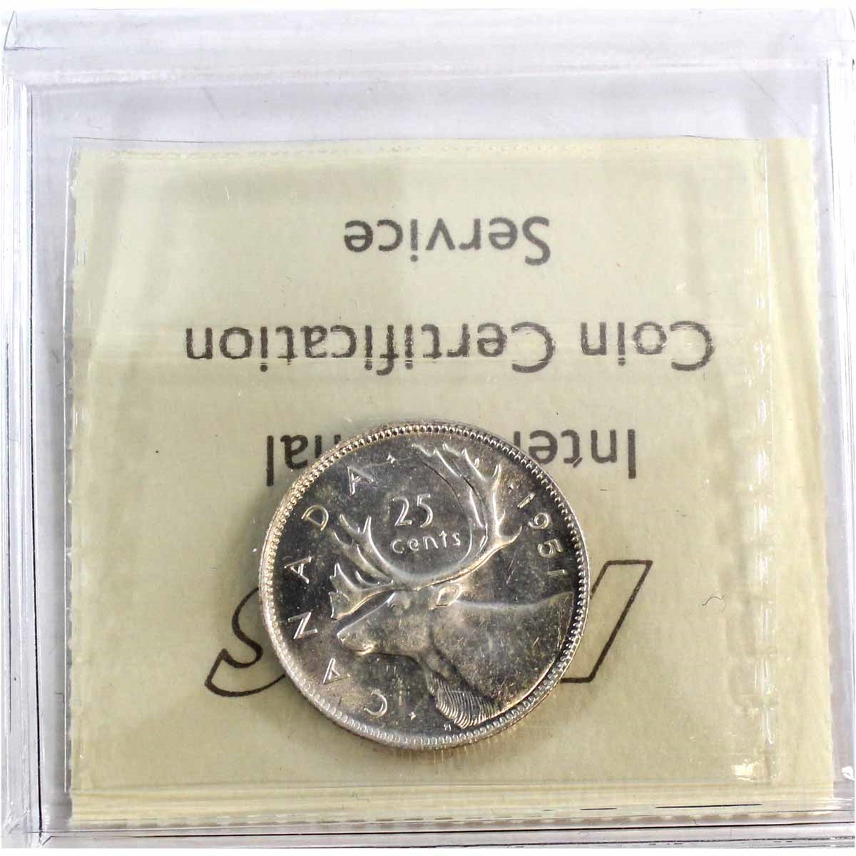 1951 High Relief Canada 25-cents ICCS Certified MS64