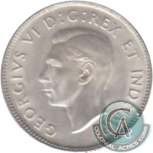 1952 Low Relief Canada 25-cents Almost Uncirculated (AU50)