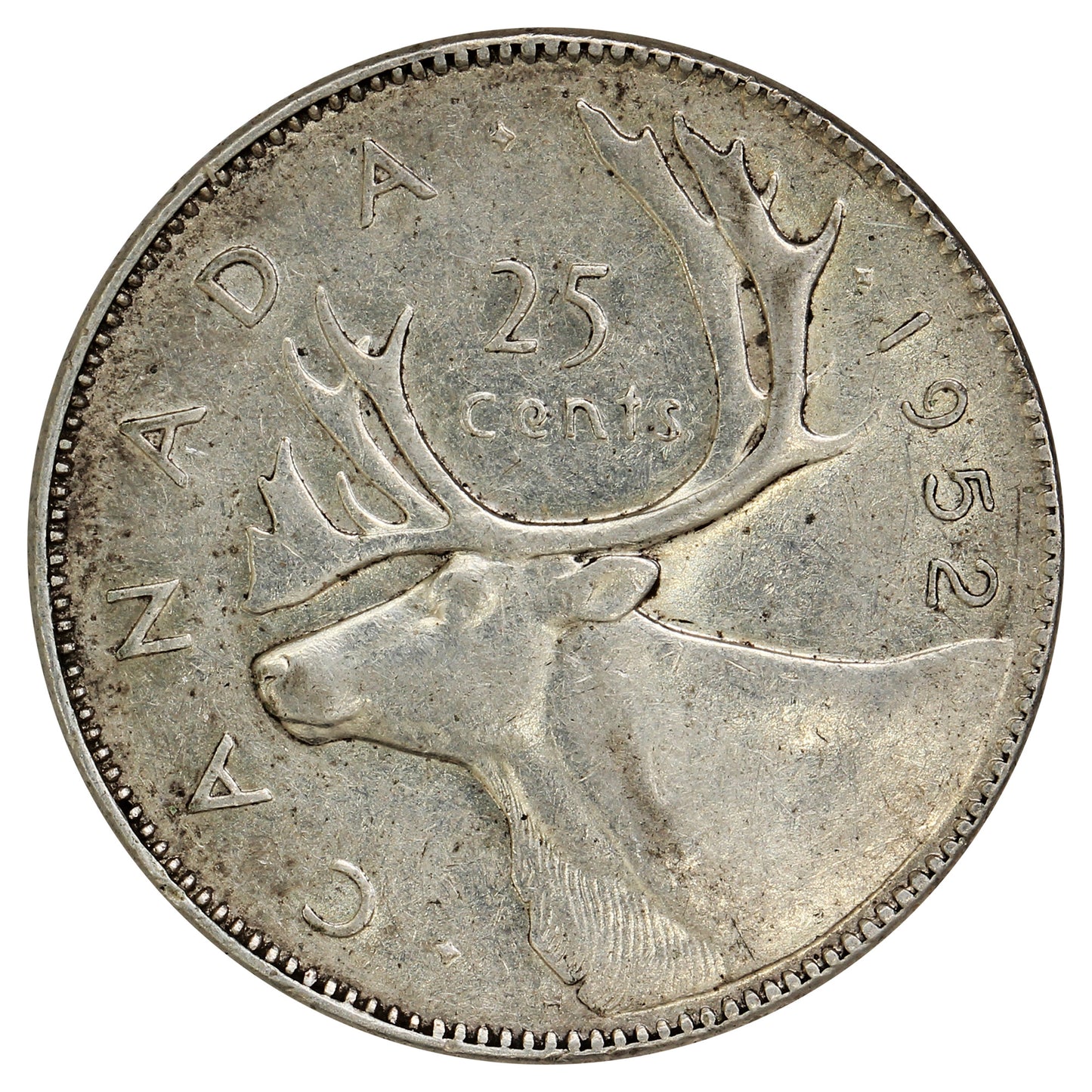 1952 Low Relief Canada 25-cents Circulated