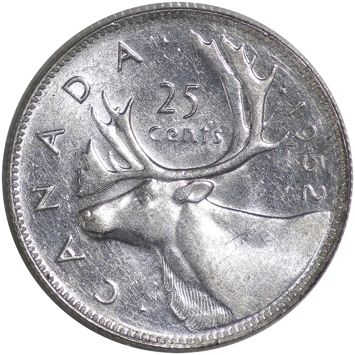 1952 High Relief Canada 25-cents ICCS Certified AU55
