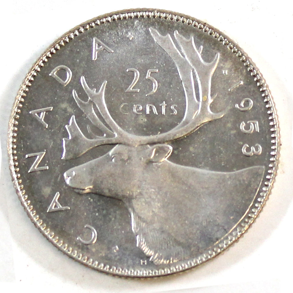 1953 Large Date NSS Canada 25-cents Choice BU (MS64)