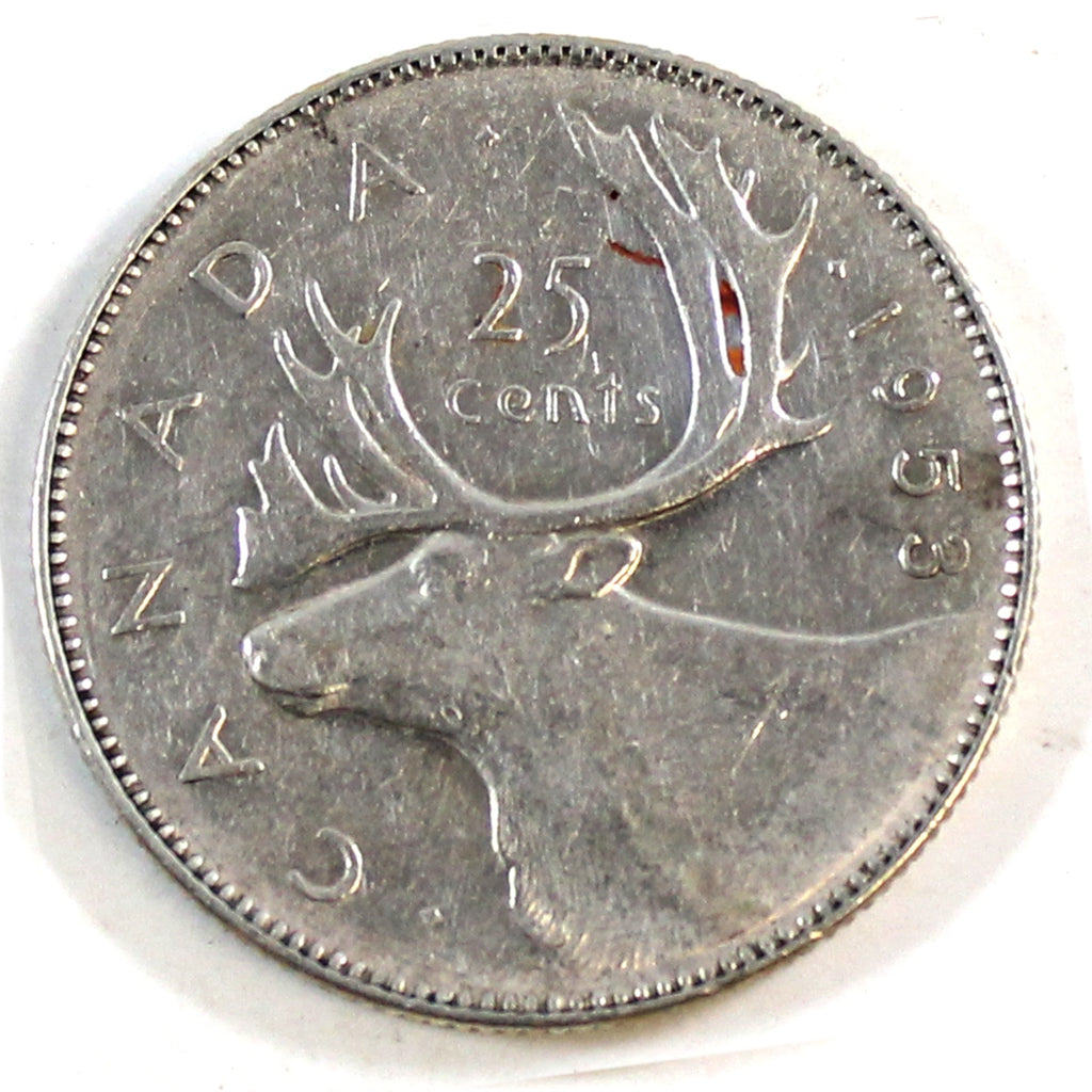1953 Large Date NSS Canada 25-cents Very Fine (VF20)