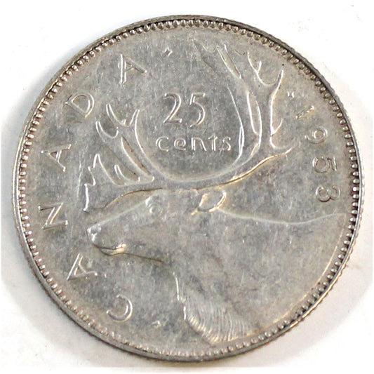 1953 Large Date NSS Canada 25-cents VF-EF (VF30)