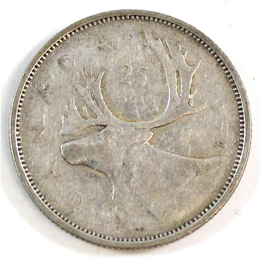 1954 Canada 25-cents Circulated