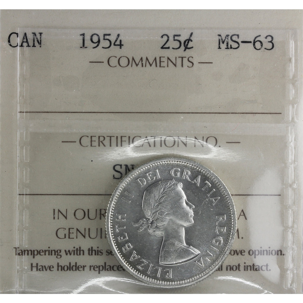1954 Canada 25-cents ICCS Certified MS63