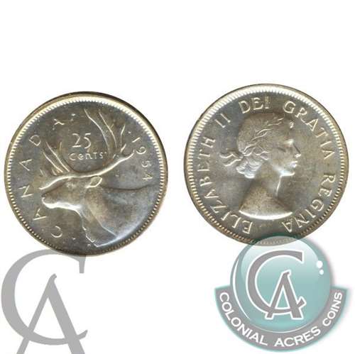 1954 Canada 25-cents UNC+ (MS62)