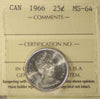 1966 Canada 25-cents ICCS Certified MS64